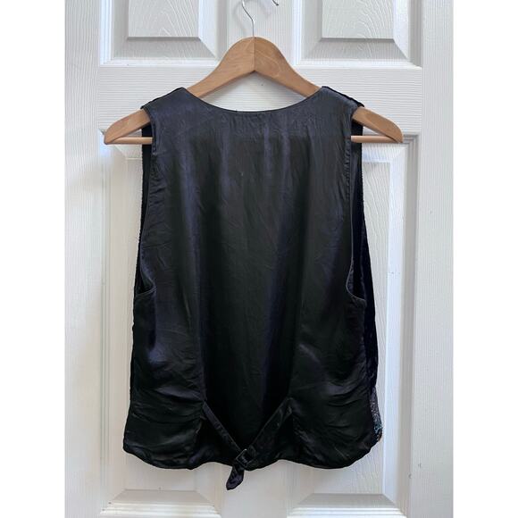 Vintage Together! Mixed Media Colorful Embroidered Detail Dark Boho Vest Small - Picture 4 of 14